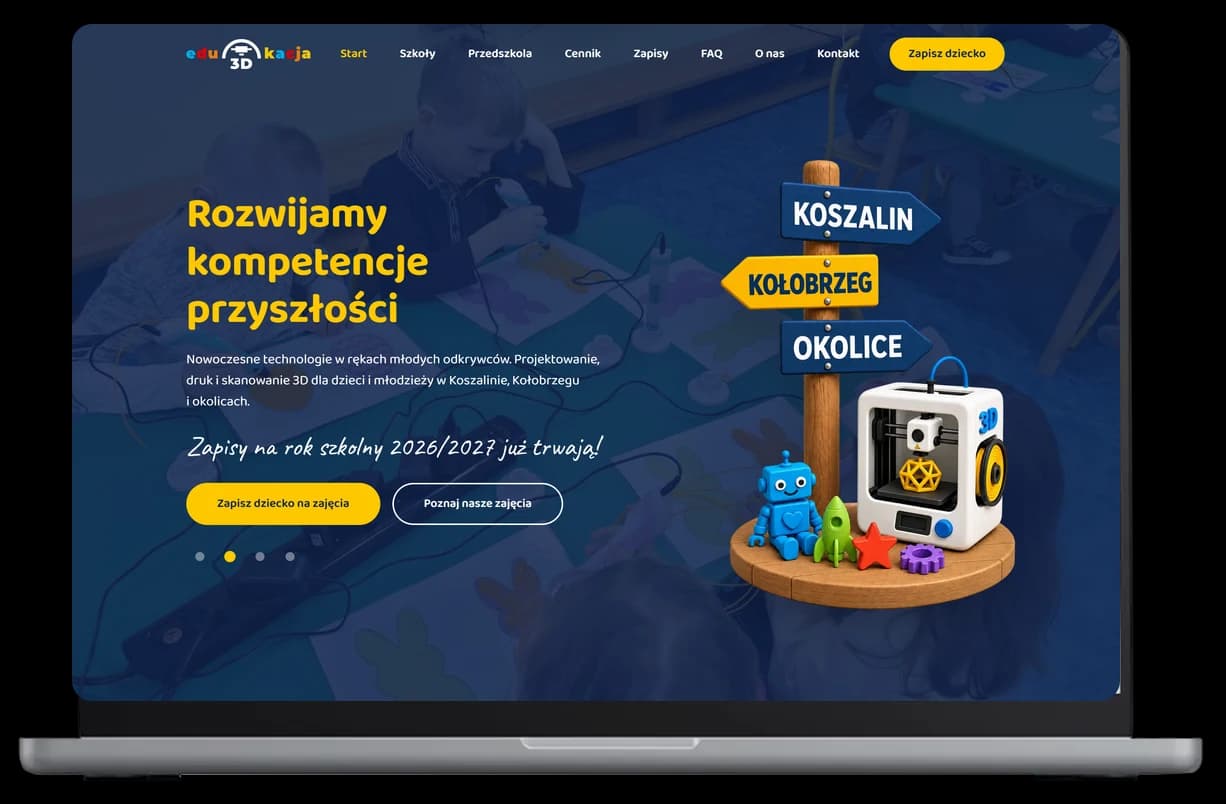 Strona Edu3Dkacja nad morzem na komputerze
