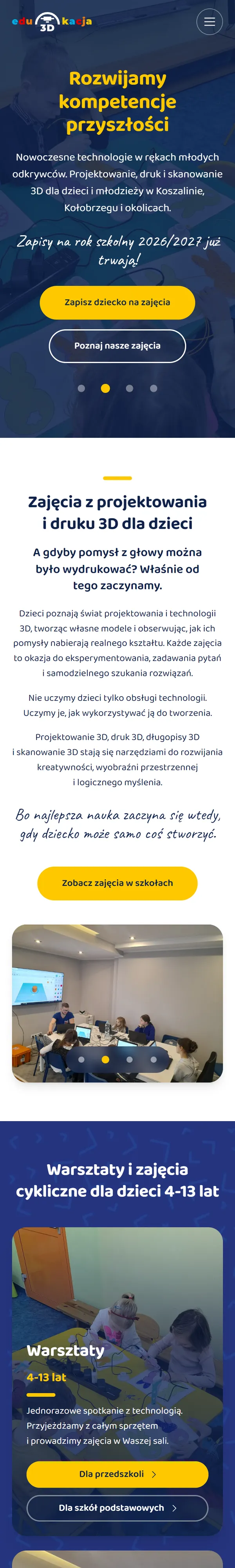 Strona Edu3Dkacja nad morzem na telefonie