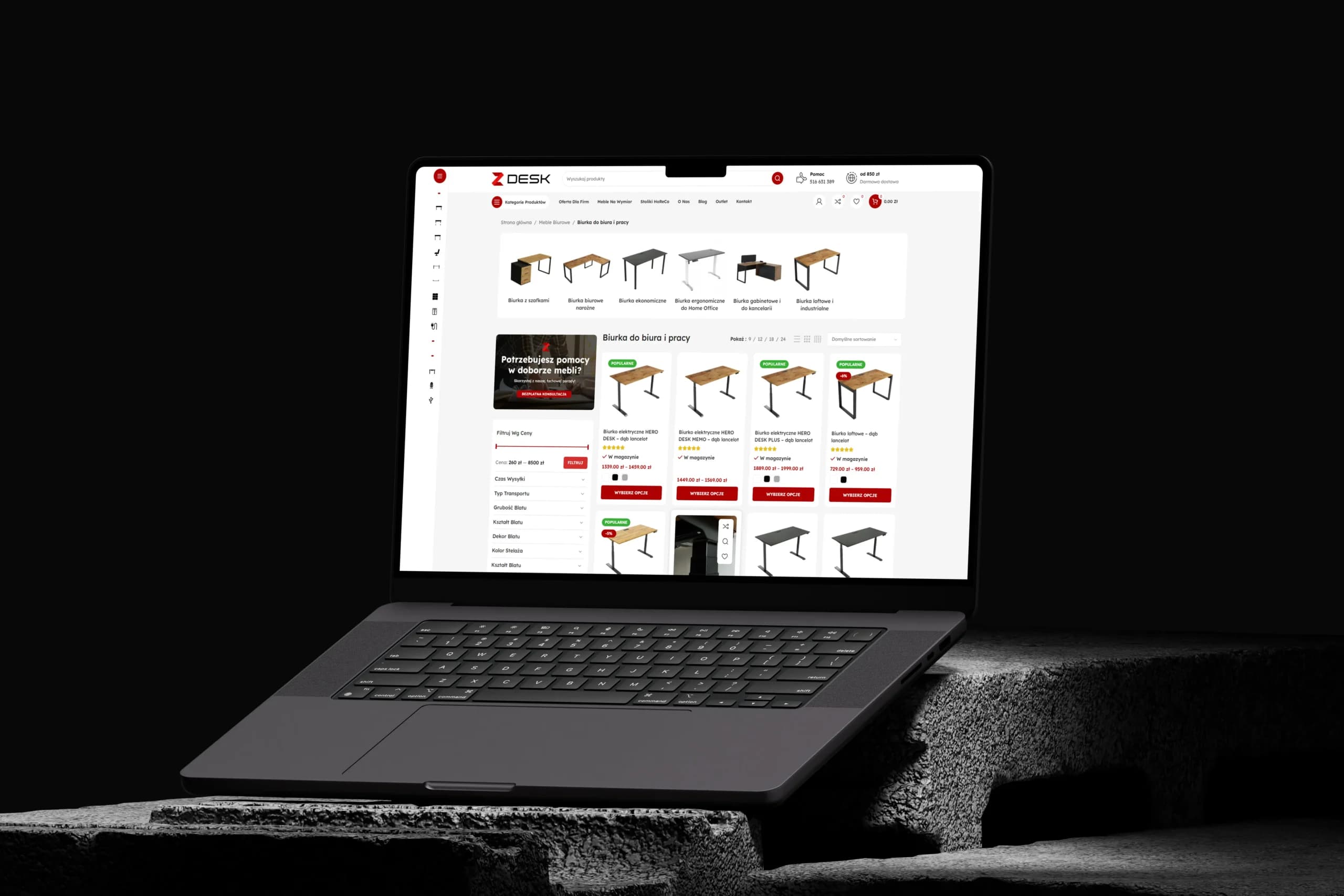 ZDESK - widok głównej strony sklepu